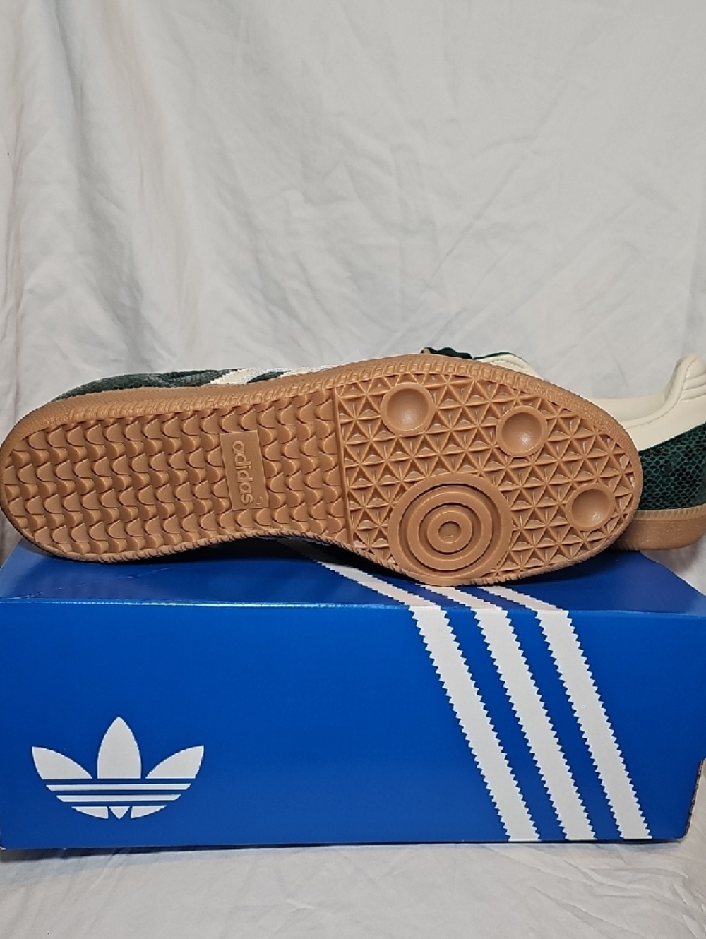 adidas Green Snake Print Samba Sneakers with White Stripes - Picture 5 of 6